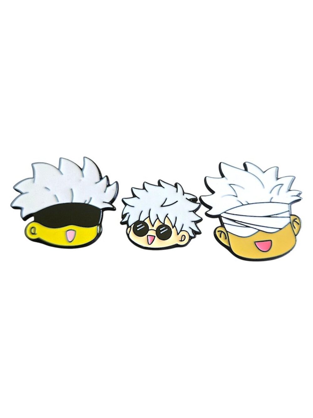 JJK Gojo Face Expression Variants Set of 3 Enamel Pins Anime Fan Art Collectable